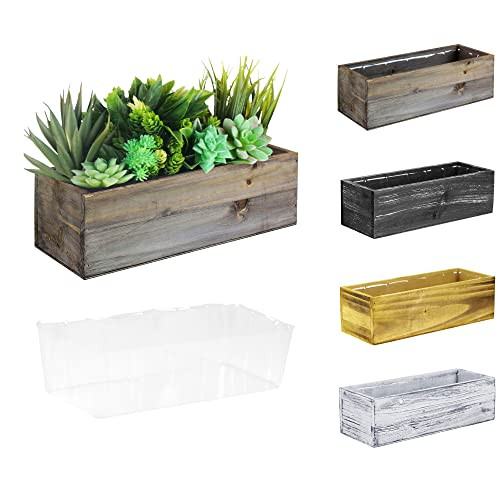 CYS EXCEL Wooden Planter Box 13"x5" H:4" Removable Plastic Liner B08YBBWHYS New