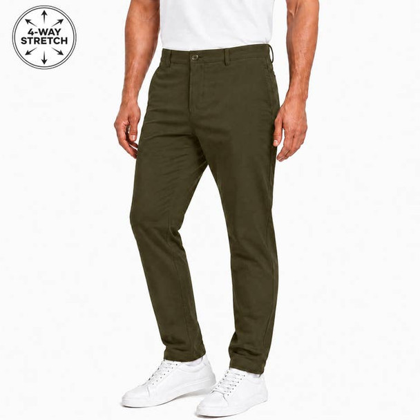 GALAXY BY HARVIC SUPER STRETCH SLIM FIT CHINO 31" INSEAM - SIZE: MEN 40 - OLIVE