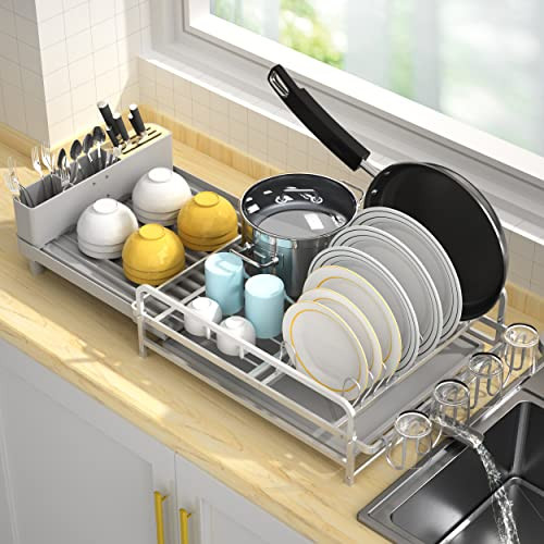 ACMETOP Dish Drying Rack 19" to 27" Expandable Heavy Duty Dish Drainer - Grey New