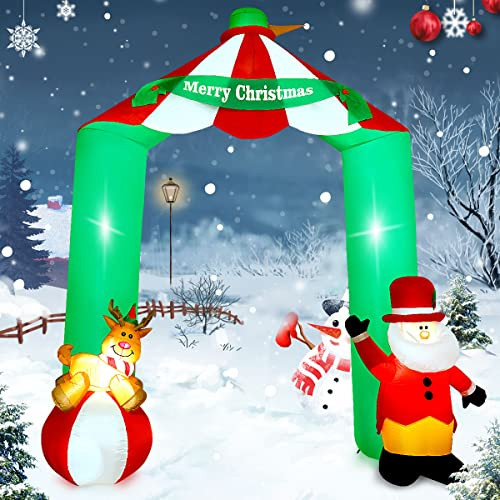 Meland Christmas Inflatable Archway Decorations with Santa Claus & Reindeer6