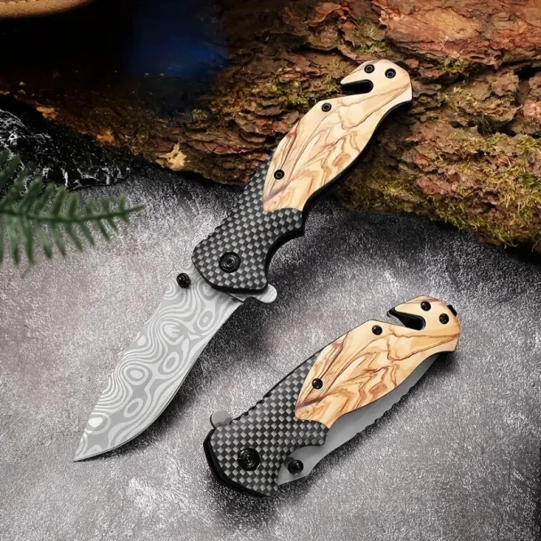 GENERIC 8.07 INCHES MULTI-FUNCTIONAL FOLDING KNIFE - BROWN/GRAY