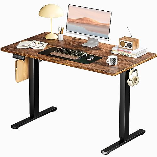 Smug Standing Desk, Adjustable Height Electric Sit Stand Up Down Rust Brown New