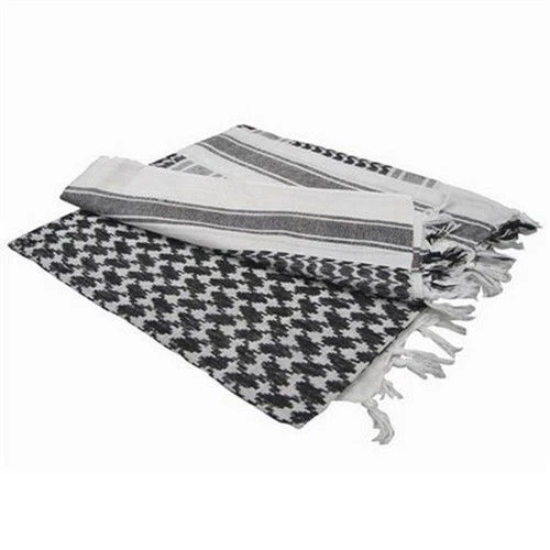 CONDOR 201 SHEMAGH 100% COTTON SCARF HEAD WRAP - BLACK WHITE New