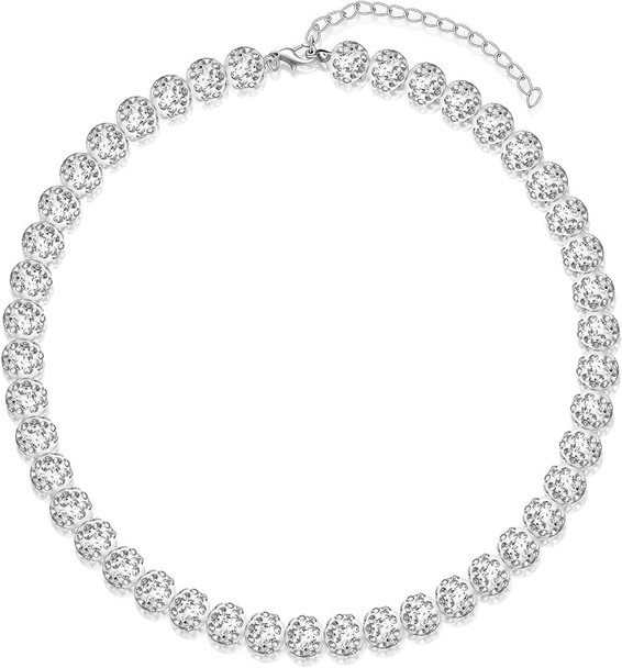 HMOOY BASEBALL BEADED CHAIN NECKLACE FOR MEN WOMEN - WHITE