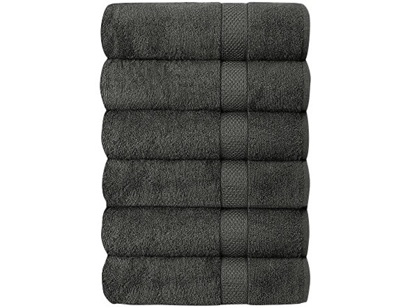 SIMPLE ELEGANCE 6-PACK PLUSH BATH TOWEL SET (27X52 INCH) - CHARCOAL