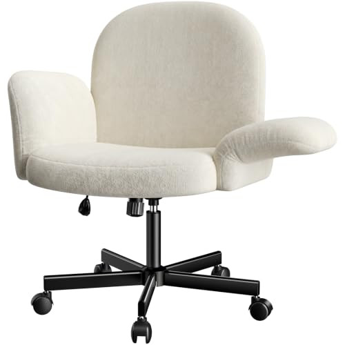 Marsail Criss Cross Office Chair, Adjustable Armrests & Wheels, Vanity Chair