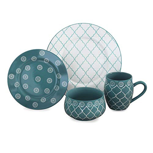 B07MXRR9T7 NEW MOROCCAN GREY 16 PIECE DINNERWARE SET New