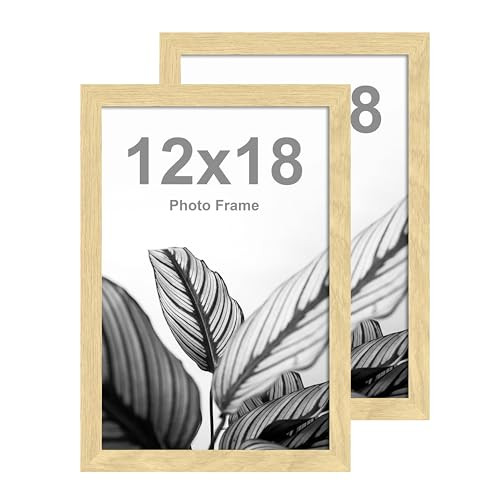 FrameWorks 12”x18” Wooden Poster Frame, Classic Natural Oak - 2 Pack New