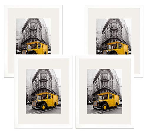 Art Emotion Solid Wood Picture Frame Reinforced Glass 16x20 11x14 Pack 4 White New