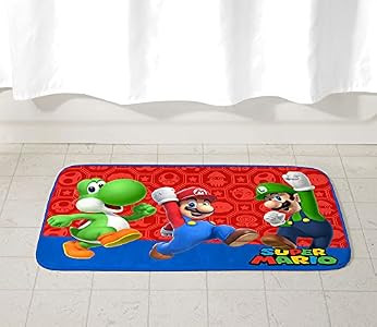 Franco MFG Super Mario Kids Foam Bath Rug Skid-Resistant 30” x 20” 3D Stars New