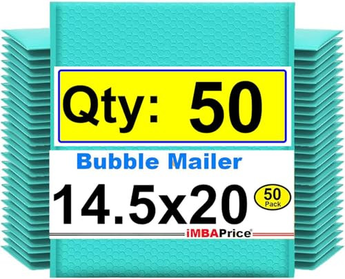 iMBAPrice 14.25x20" Teal Bubble Mailers 50-Pack Jumbo Padded Poly #7 50 pieces New