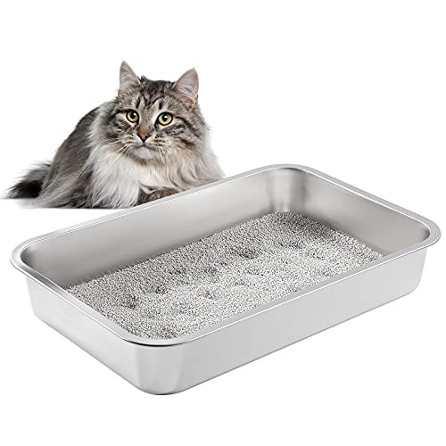 Yangbaga Stainless Steel Litter Box for Cat and Rabbit B0936D91X2 - Silver