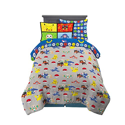 Franco Kids Comforter and Sheet Set with Sham, 5 Piece Twin Size, Pokemon New