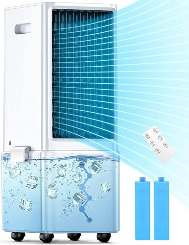 COOLECH Portable Air Conditioners w/Remote, 4 Modes & 3 Speeds, Off White New