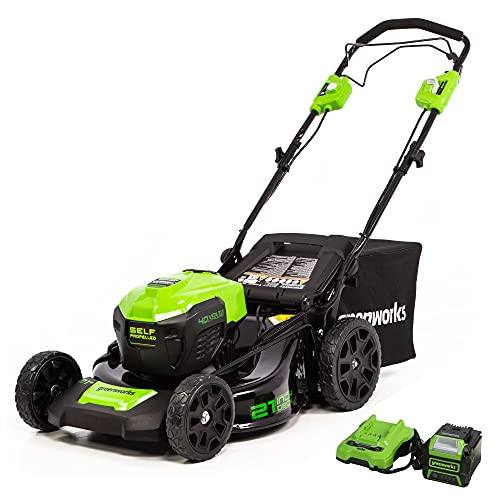 GREENWORKS 40V 21" BRUSHLESS CORDLESS LAWN MOWER 5.0AH BATTERY. MO40L02 New