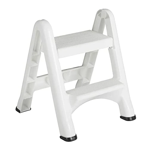 Rubbermaid EZ Step Folding Stool, 2-Step, White New