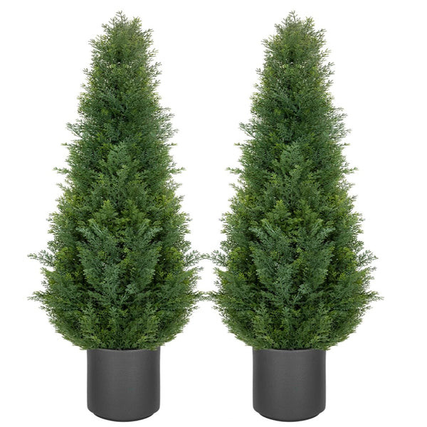 VIVATREES 3FT CEDAR TOPIARY FAUX PINE SHRUBS ARTIFICIAL CEDAR TREE, SET OF 2 New