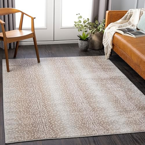 Livabliss Area Rugs - 5x7 Pablo Modern Antelope Print Tan Gray Rug