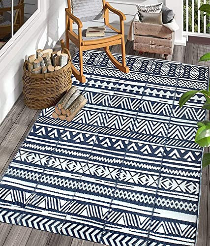 GFT Reversible Mats for Patio,Outdoor Plastic Rugs 9 x 12 Ft,Modern Area Rugs
