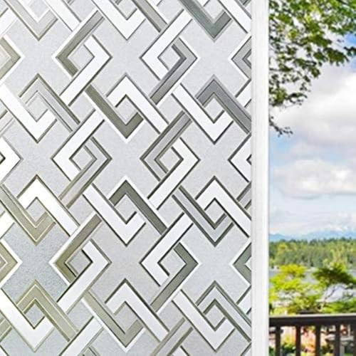Finnez Decorative Privacy Window Film, 3D Rhombus Pattern, 35.4 x 78.7 in New