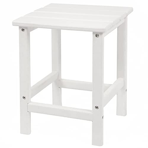 N&V HDPE Side Table Adirondack Square Outdoor Poly Lumber Patio - White New