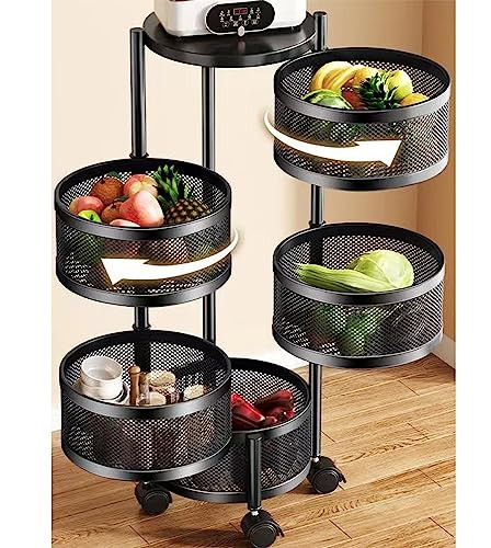 Boncun Rotating StorageRackKitchen vegetableStorage Organizer 5 Tier -Black New