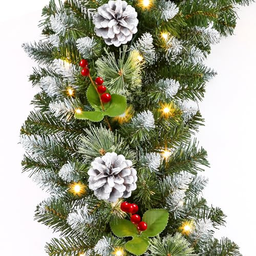 SHareconn 2Pcs 9FT Prelit Artificial Christmas Garland Color Changing Lights New