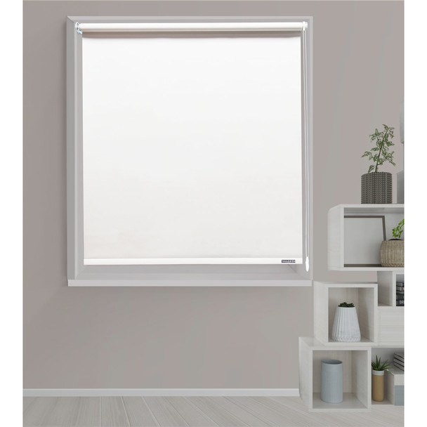 SHADESU BLACKOUT ROLLER SHADE WHITE BLACKOUT, 32" W X 72"H - WHITE