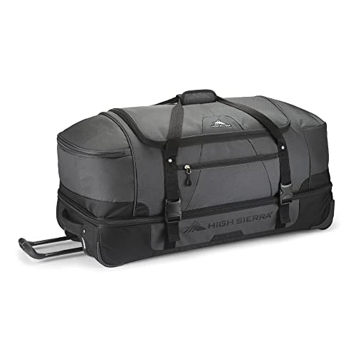 HIGH SIERRA WHEELED ROLLING DUFFLE BAG LIGHTWEIGHT TRAVEL DUFFLEBAG - BLACK New