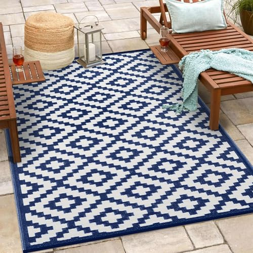 Green Decore Reversible Nirvana Outdoor Rug,8 X 10 ft, Black/White