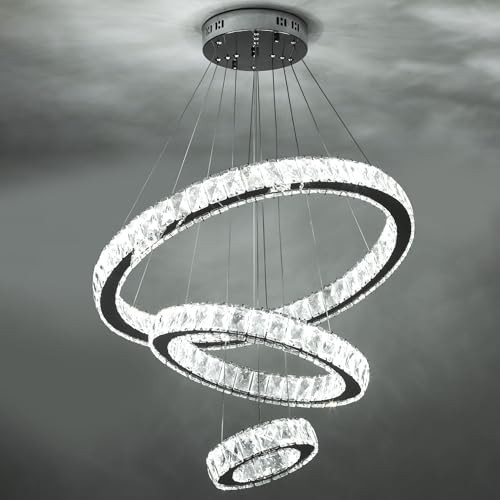 SUNNY HAWAII LARGE LED CRYSTAL CHANDELIER 3 COLOR MODERN CEILING LIGHT - CLEAR