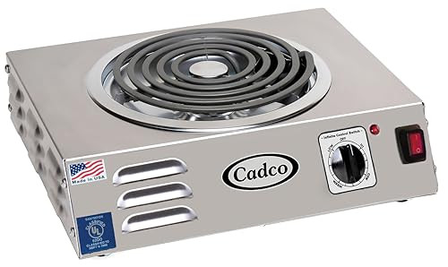 Cadco CSR-3T 14" Portable Electric Hot Plate, 1500W, 120V, Stainless Steel New