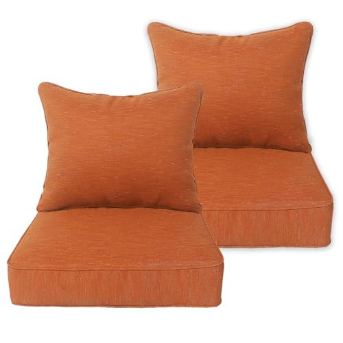 ununon Chairs Cushions Deep Seat Chair Cushions Patio Set of 2 - Rust Red New