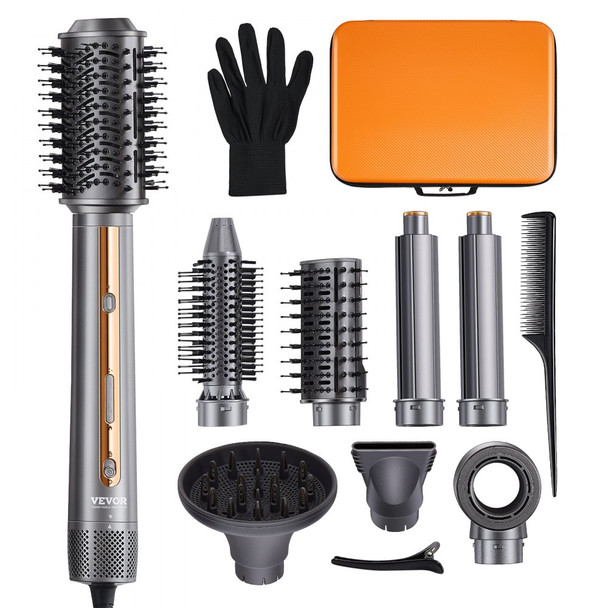 VEVOR HAIR STYLER DRYER BRUSH 7-IN-1 PROFESSIONAL MULTI STYLER - GRAY/GOLD