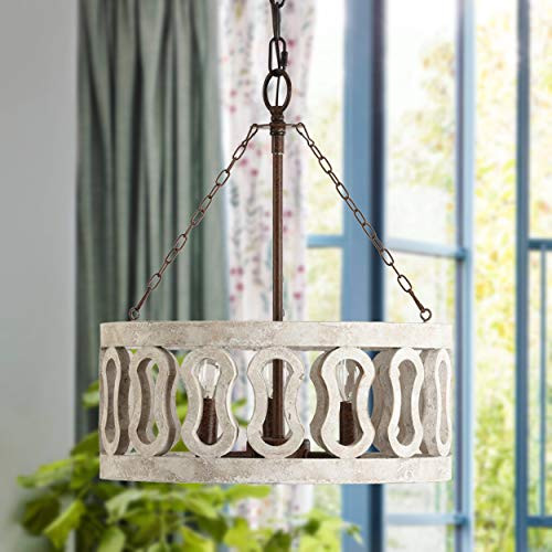 Distressed Wood Chandelier Wood Durm Pendant Lighting B08C34132D - NEW New