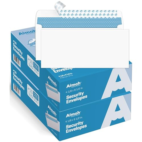 Aimoh 4-1/8" x 9-1/2" Security Self-Seal Windowless Envelopes - 1000 Count New