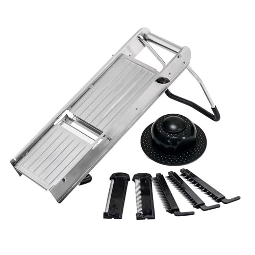TABLECRAFT 12629 MANDOLINE SLICER SET STAINLESS STEEL ADJUSTABLE - SILVER