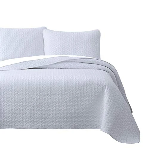 Cozy Beddings Madison 3pc Coverlet Set White King/Cal. King New
