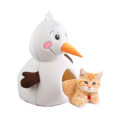 PAWISE Christmas Snowman Cat Bed Soft Kitty Tent Cozy Cat House Pet Cave - White New