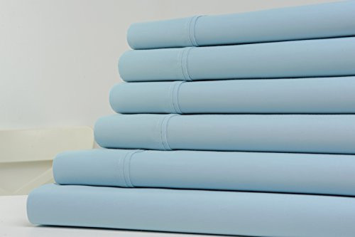 KATHY IRELAND 1200 THREAD COUNT 6 PIECE COTTON RICH SHEET SET - KING - SKY BLUE