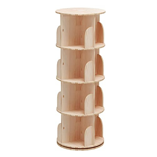 4 Tier 360° Rotating Stackable Shelves Bookshelf Organizer - Intexca