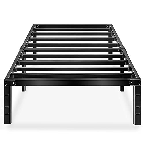 HAAGEEP Black Twin Metal Bed Frame No Boxspring 14 Inch Bed Frames Storage New