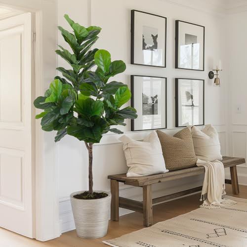 Yepdin Faux Fiddle Leaf Fig Tree 6 FT - Artificial Ficus Tree - B0B827QBC8 New