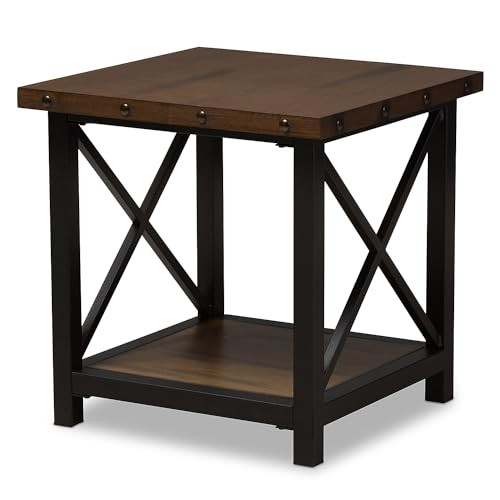 Baxton Studio Herzen 24-inch W x 24-inch D End Table - Brown and Black New