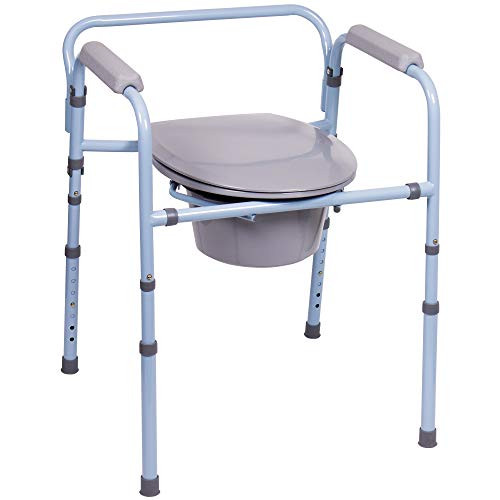 Carex 3-in-1 Folding Bedside Commode and Raised Toilet Seat - NEW New