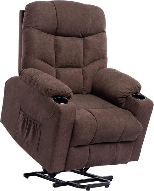 Living Room Power Lift Massage Recliner Chair Heated Ergonomic Lounge - Brown