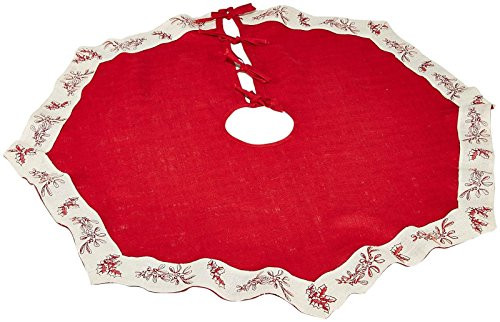 Arty Imports Mistletoe and Holly Embroidered Tree Skirt New