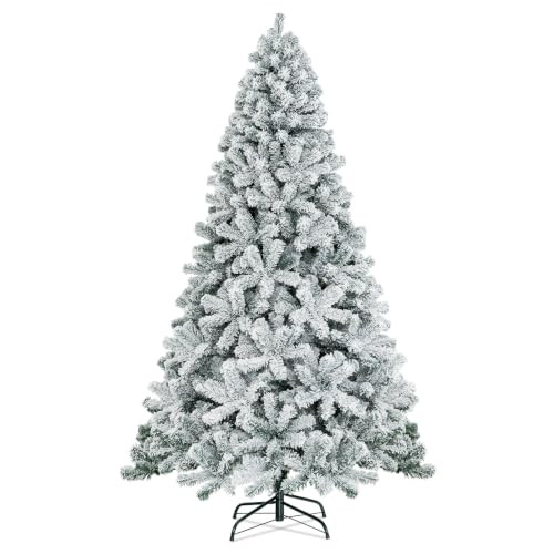 Goplus 7.5ft Snow Flocked Christmas Tree with 1010 Full Branch Tips, Unlit New