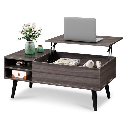 WLIVE Lift Top Coffee Table with Hidden Storage adjustable shelf - Grey New