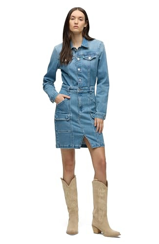T7AMAZ1851 HUDSON WOMEN'S CARGO LONG SLEEVE DENIM RECONSTRUCTED DRESS - MAIZE -S